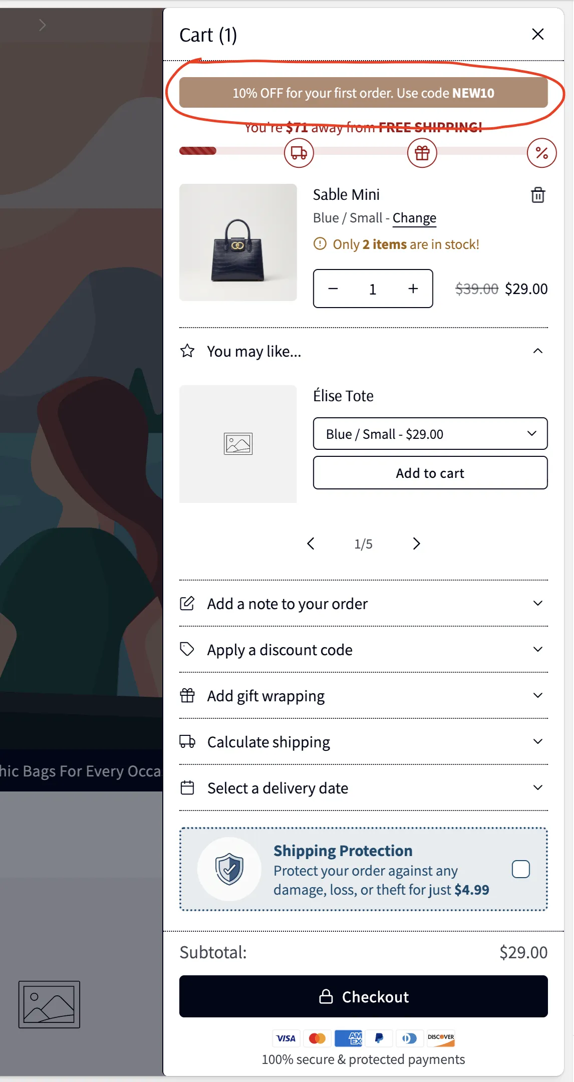 Cart announcement