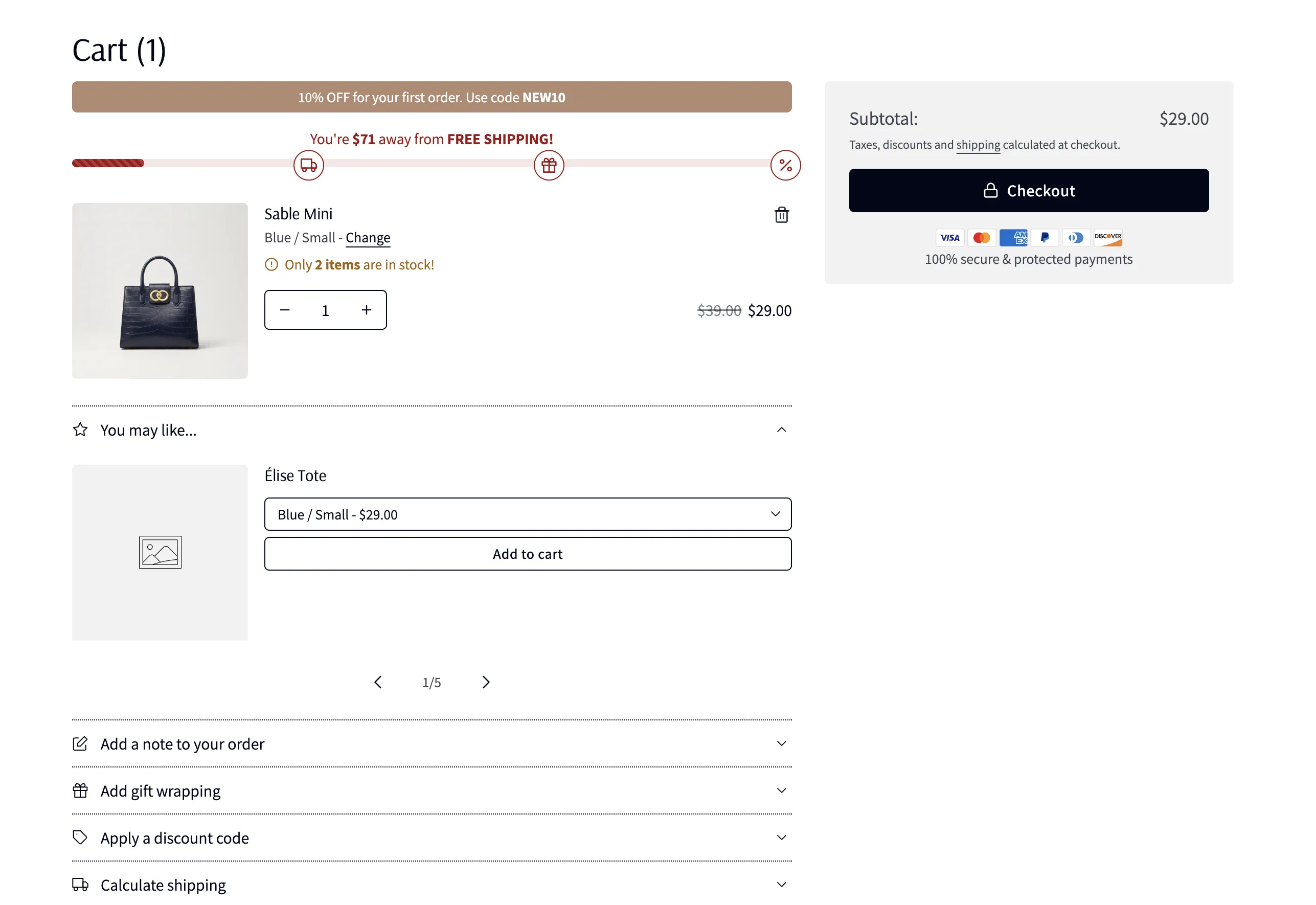 Cart settings