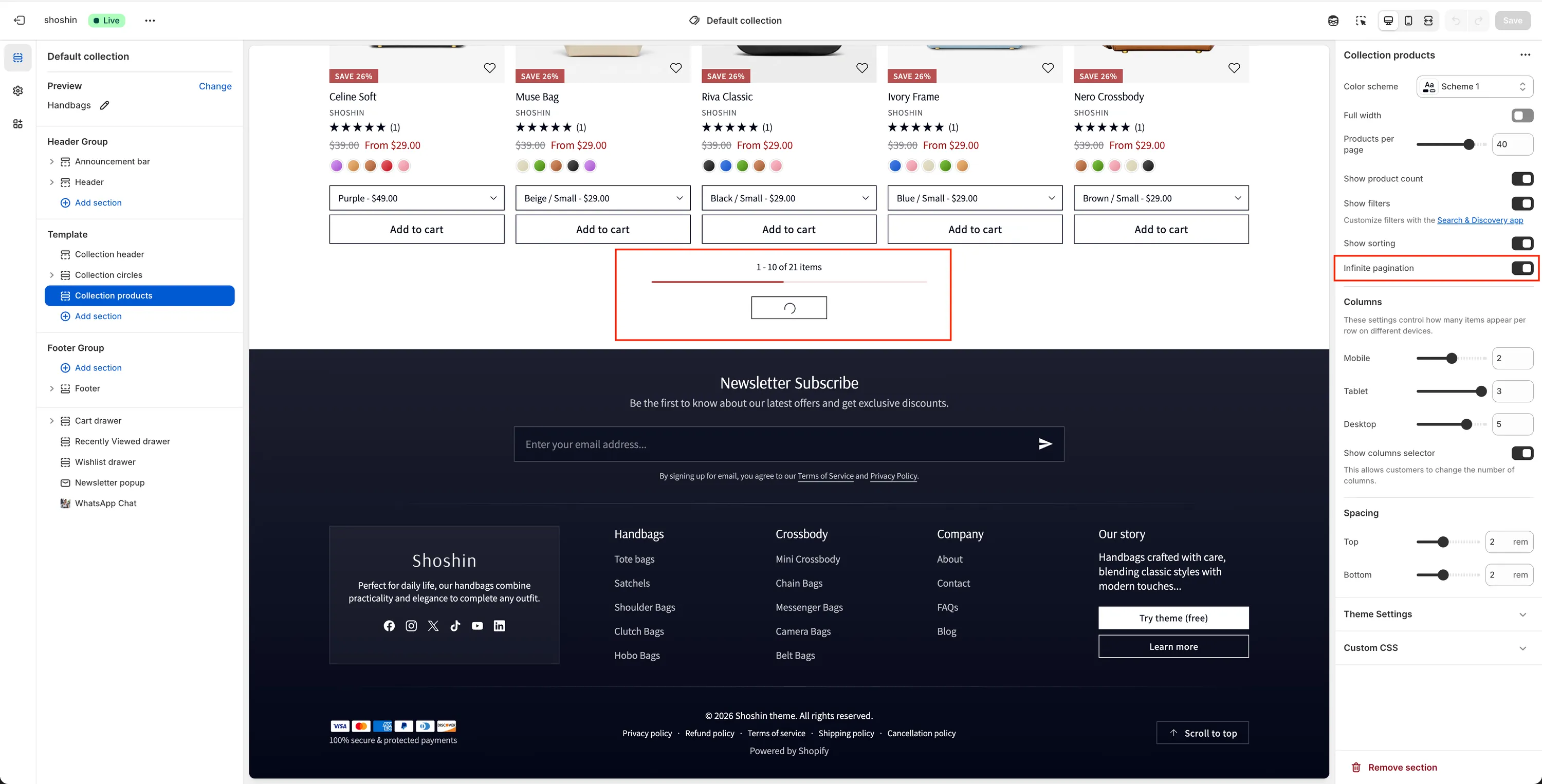 Infinite pagination