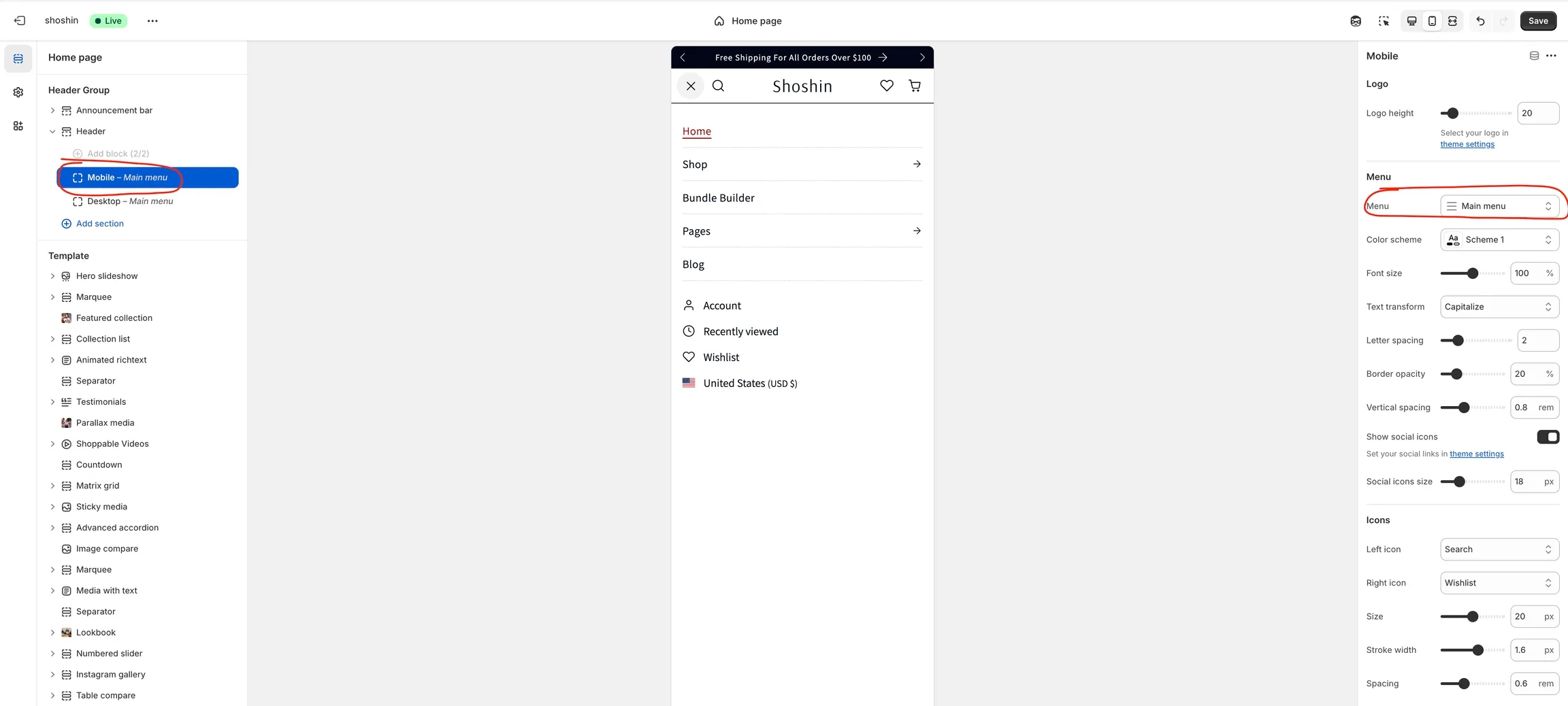 Mobile menu 2