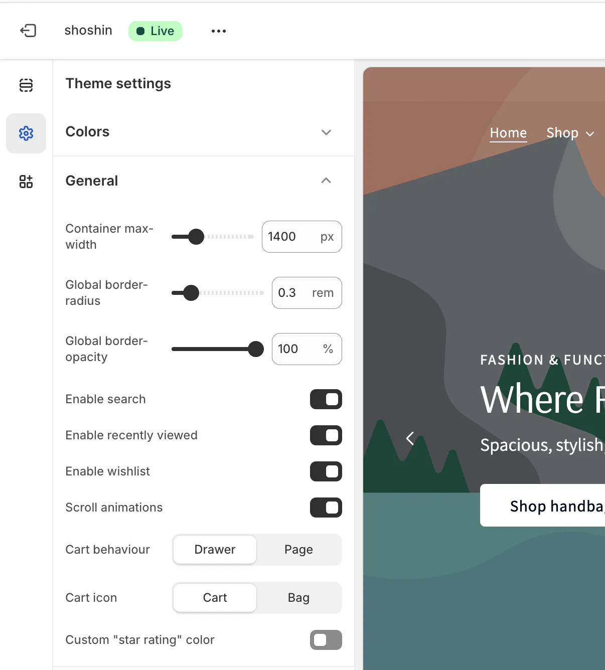General settings