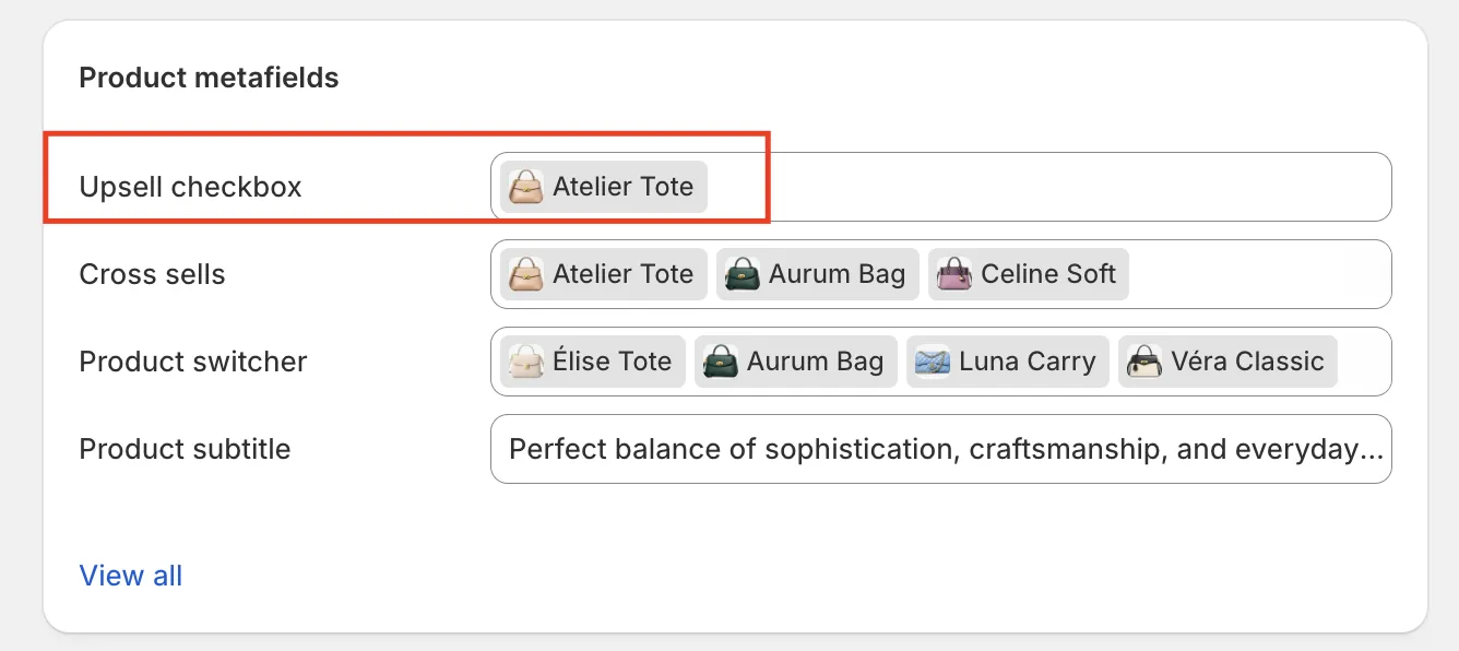 Assign upsells