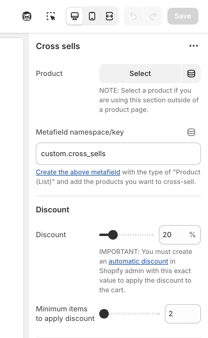 Configure section