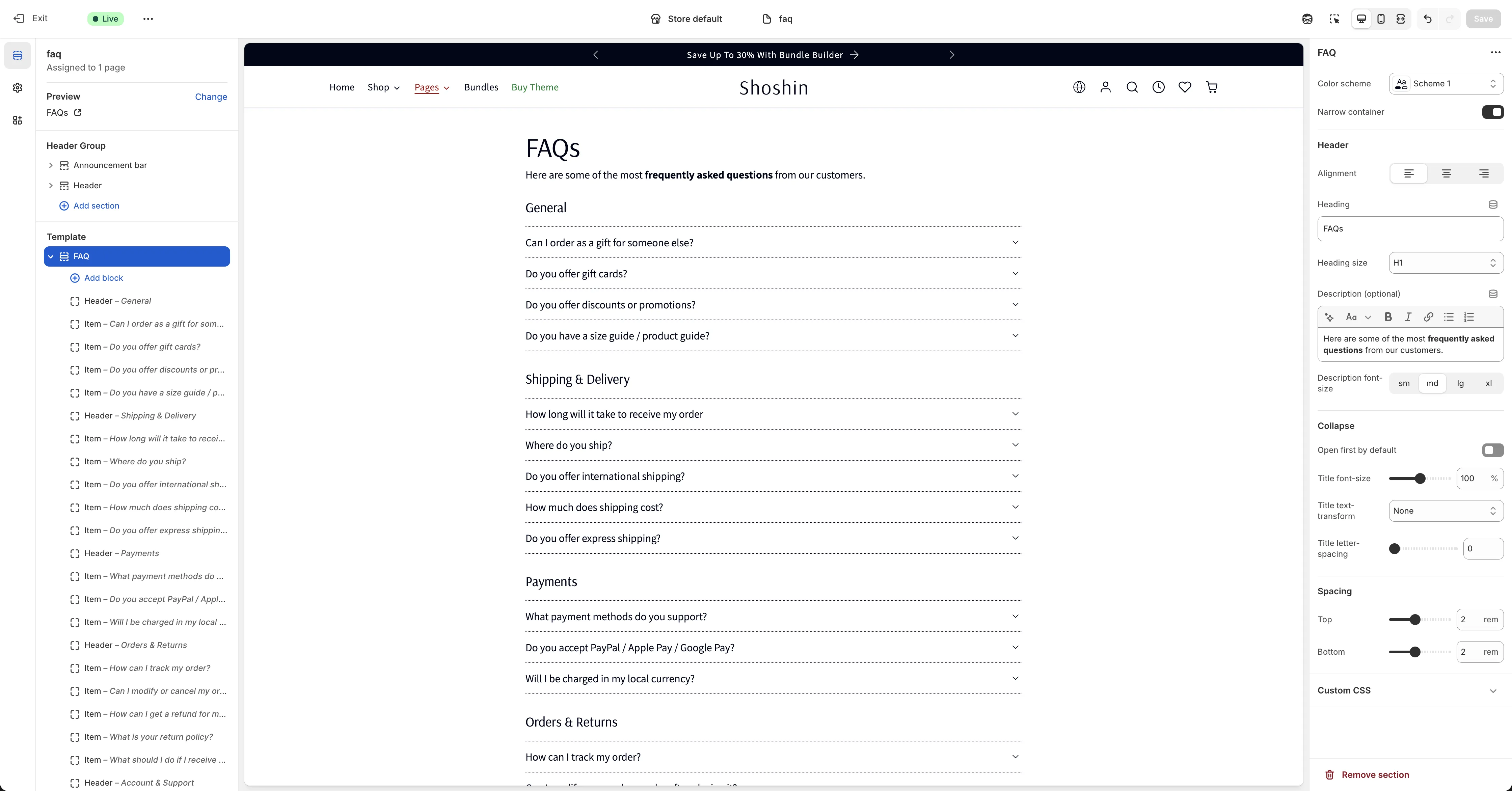 FAQ section