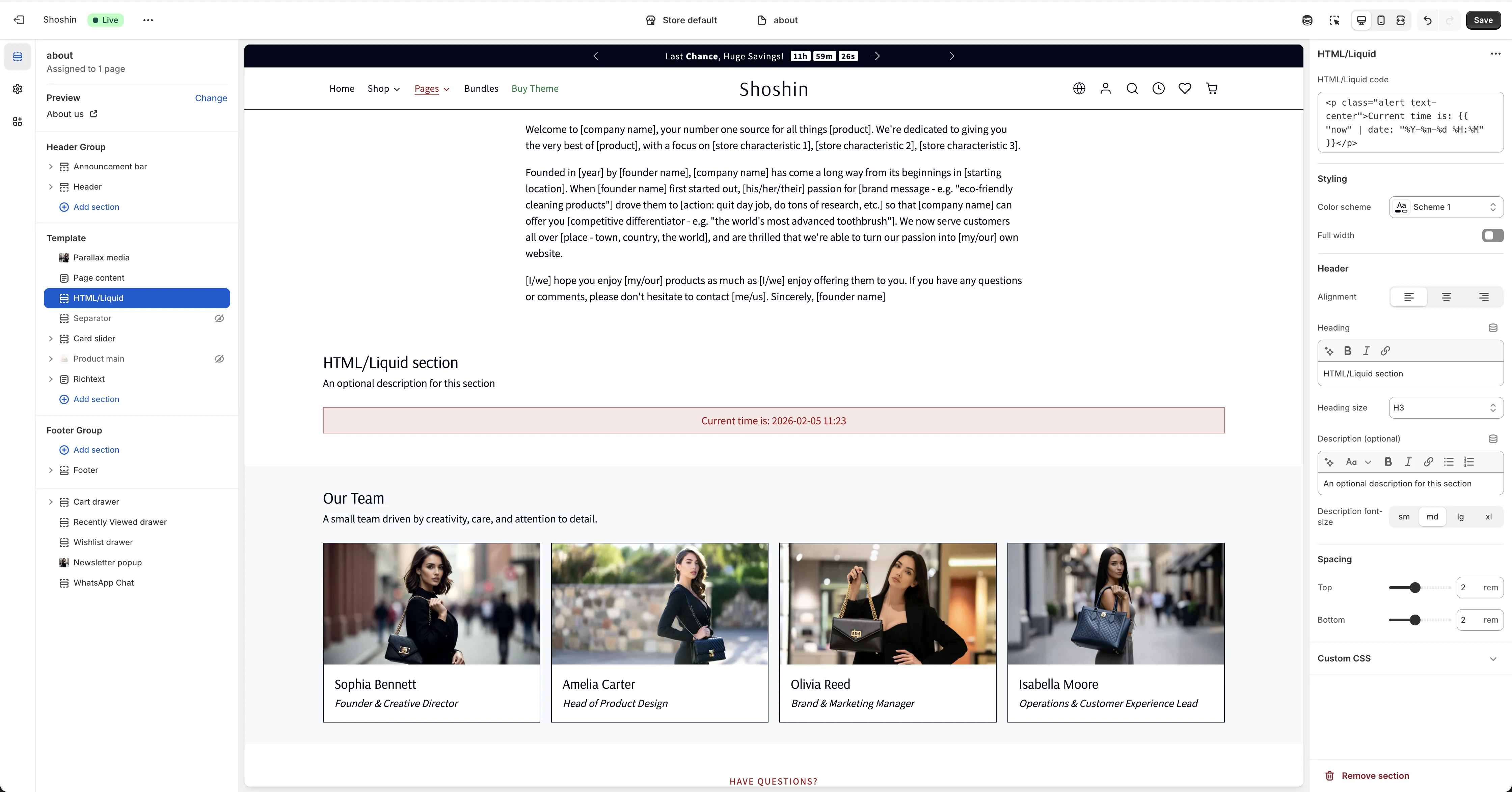 HTML section
