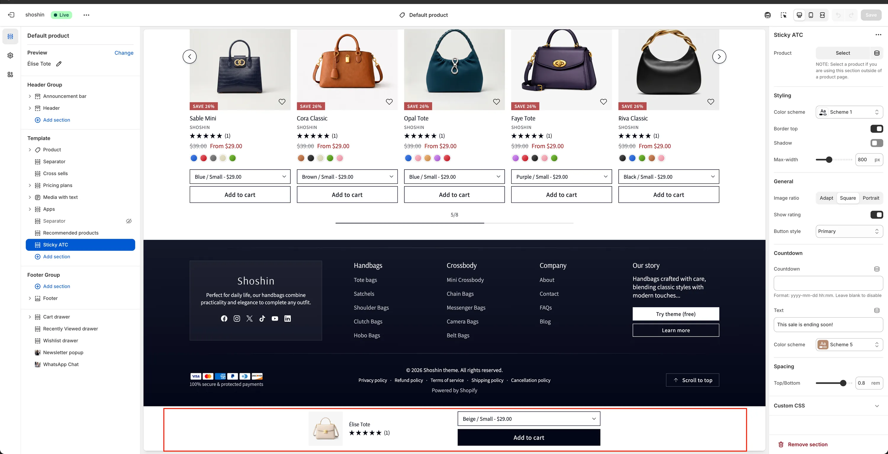 Sticky add to cart